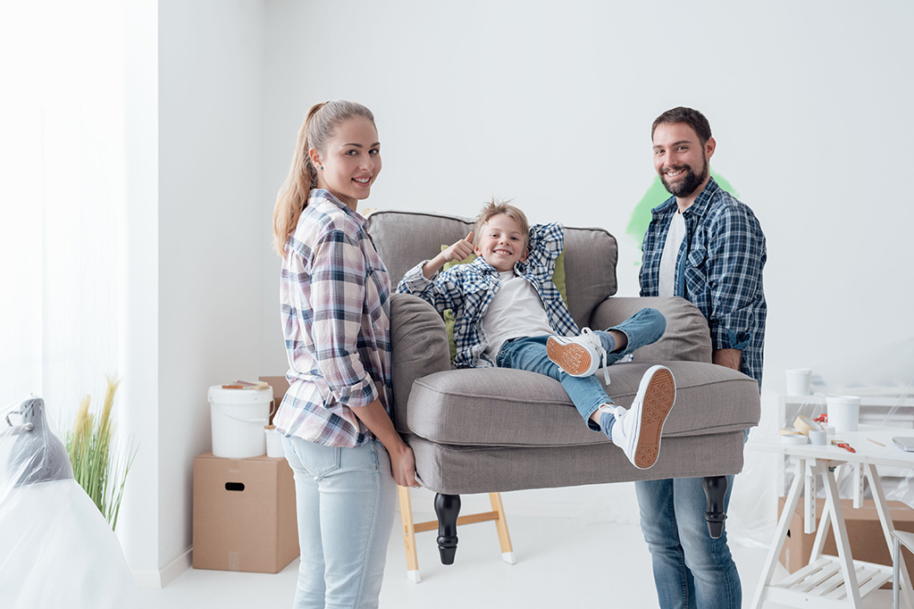 Young family moving into new home